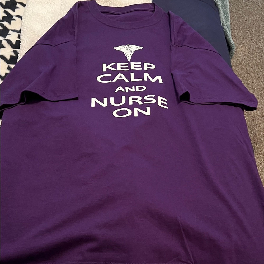 Purple Keep Calm and Nurse On T-Shirt